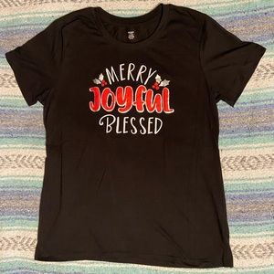 NWOT Black Merry Joyful Blessed T-Shirt
